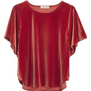 Madewell Velvet Butterfly Top in Burnt Orange NWT